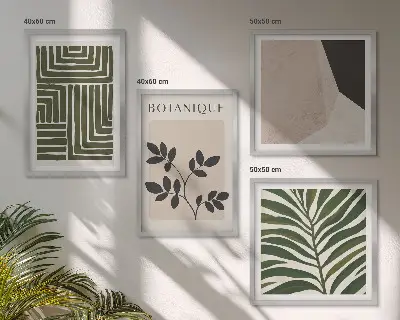 Zestaw obrazów dekoracyjnych botaniczne kompozycje w stylu boho