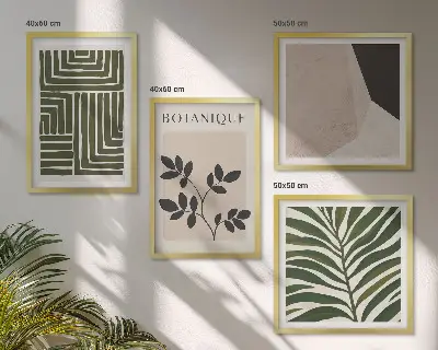 Zestaw obrazów dekoracyjnych botaniczne kompozycje w stylu boho