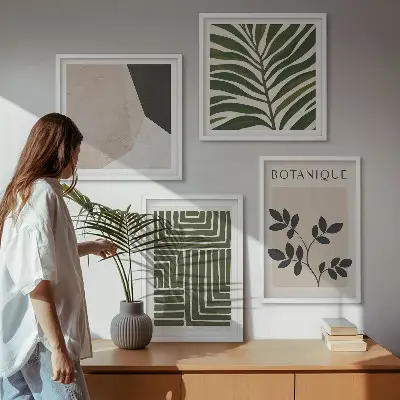 Zestaw obrazów dekoracyjnych botaniczne kompozycje w stylu boho