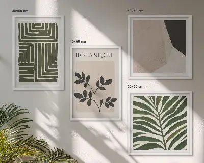 Zestaw obrazów dekoracyjnych botaniczne kompozycje w stylu boho