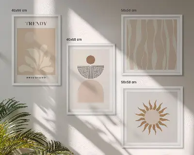 Zestaw obrazów dekoracyjnych w kolorystyce stylowych abstrakcyjnych beżów