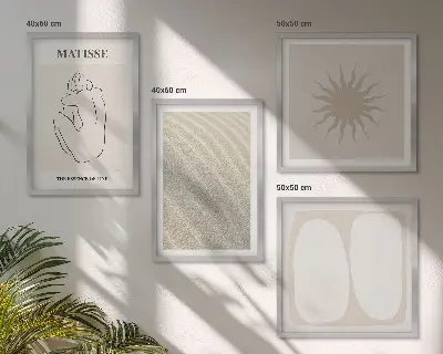Minimalistyczne piaskowe fale poliptyk w ramie
