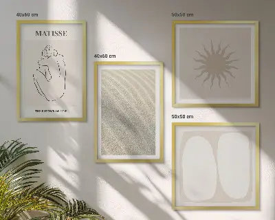 Minimalistyczne piaskowe fale poliptyk w ramie