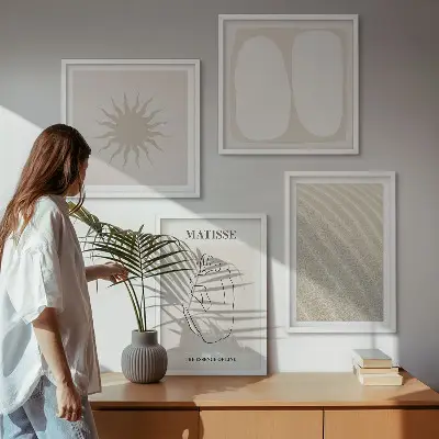 Minimalistyczne piaskowe fale poliptyk w ramie