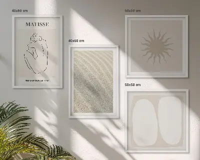 Minimalistyczne piaskowe fale poliptyk w ramie