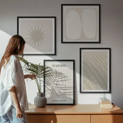 Minimalistyczne piaskowe fale poliptyk w ramie
