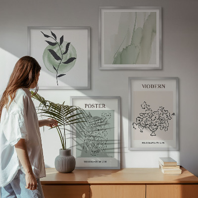 Zestaw 4 obrazów w ramie Kwiaty w wazonie nowoczesne
