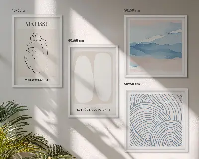 Abstrakcyjne formy Matisse poliptyk w ramie