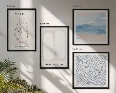 Abstrakcyjne formy Matisse poliptyk w ramie