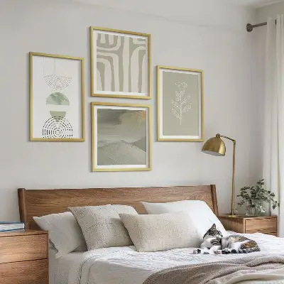 Zestaw 4 obrazów w ramie wzory geometryczne roślinne