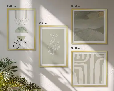Zestaw 4 obrazów w ramie wzory geometryczne roślinne