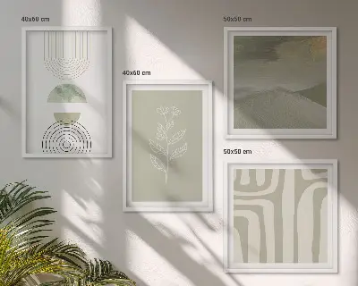 Zestaw 4 obrazów w ramie wzory geometryczne roślinne