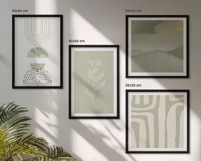 Zestaw 4 obrazów w ramie wzory geometryczne roślinne