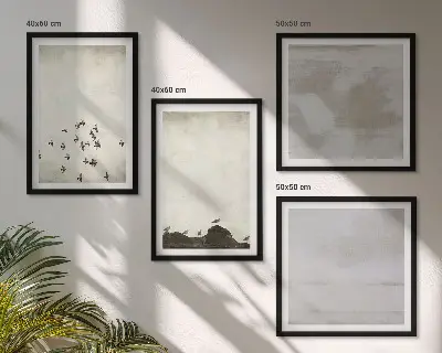 Ptaki w locie minimalistycznie poliptyk w ramie