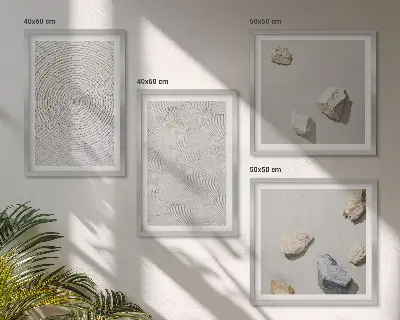 Geometryczne tektury kamienie poliptyk w ramie