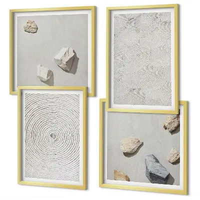 Geometryczne tektury kamienie poliptyk w ramie
