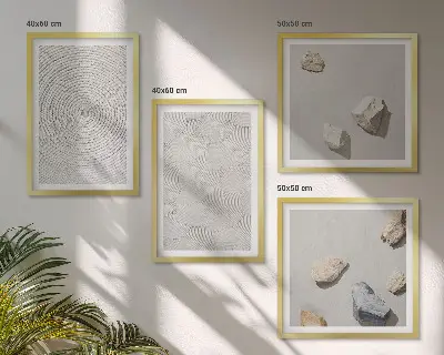 Geometryczne tektury kamienie poliptyk w ramie