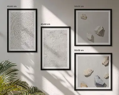 Geometryczne tektury kamienie poliptyk w ramie