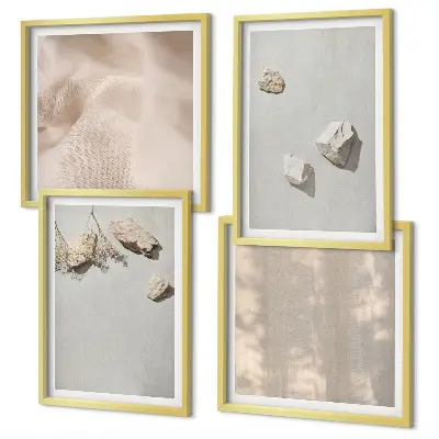 Poliptyk w ramie dekoracje z motywem kamieni na plaży w stylu boho