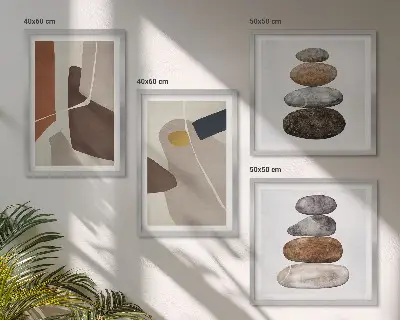 Zestaw obrazów dekoracyjnych abstrakcyjne kształty w stylu boho
