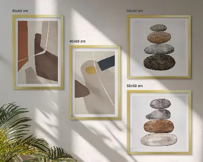 Zestaw obrazów dekoracyjnych abstrakcyjne kształty w stylu boho