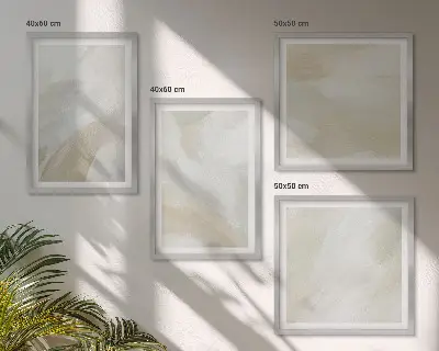 Zestaw 4 obrazów w ramie abstrakcyjna grafika przedstawiająca pędzel i farbę na płótnie
