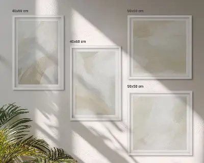 Zestaw 4 obrazów w ramie abstrakcyjna grafika przedstawiająca pędzel i farbę na płótnie
