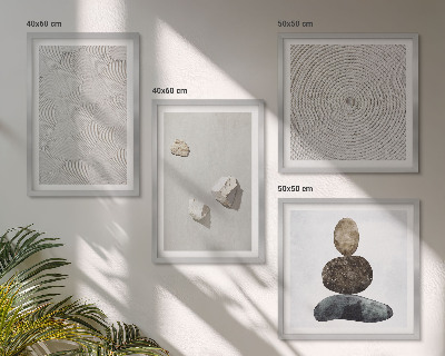 Poliptyk w ramie Piasek kamienie nowoczesna farba