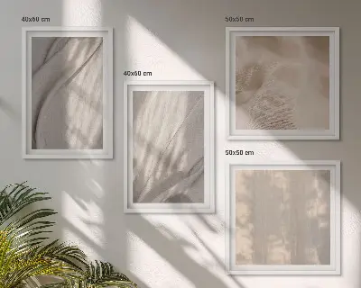 Zestaw 4 obrazów w ramie zbliżenie na naturalne tkaniny w stylu boho