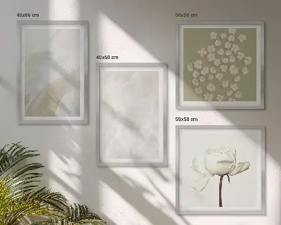 Zestaw obrazów dekoracyjnych kwiaty z modnymi teksturami w stylu boho