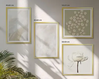 Zestaw obrazów dekoracyjnych kwiaty z modnymi teksturami w stylu boho