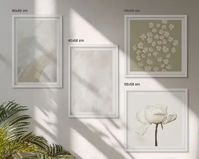 Zestaw obrazów dekoracyjnych kwiaty z modnymi teksturami w stylu boho