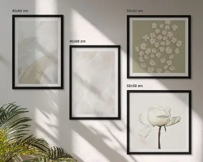 Zestaw obrazów dekoracyjnych kwiaty z modnymi teksturami w stylu boho