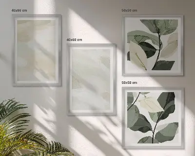 Zestaw 4 obrazów w ramie jasne abstrakcyjne grafiki w stylu boho