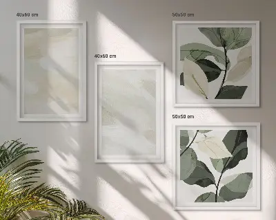 Zestaw 4 obrazów w ramie jasne abstrakcyjne grafiki w stylu boho