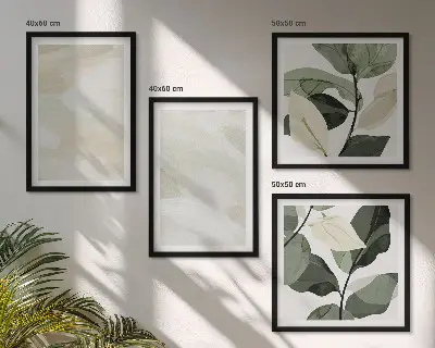 Zestaw 4 obrazów w ramie jasne abstrakcyjne grafiki w stylu boho