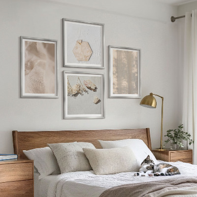 Zestaw 4 obrazów w ramie Subtelne boho tekstury naturalne