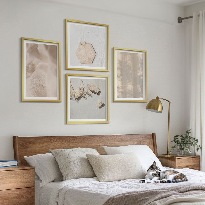 Zestaw 4 obrazów w ramie Subtelne boho tekstury naturalne