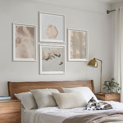Zestaw 4 obrazów w ramie Subtelne boho tekstury naturalne