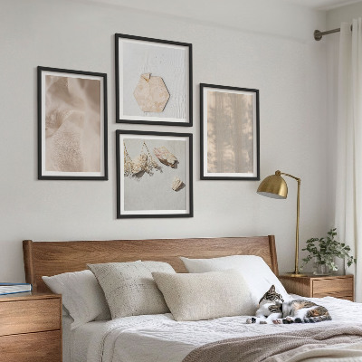Zestaw 4 obrazów w ramie Subtelne boho tekstury naturalne