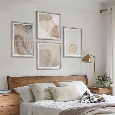Zestaw 4 obrazów w ramie abstrakcyjna natura w stylu design