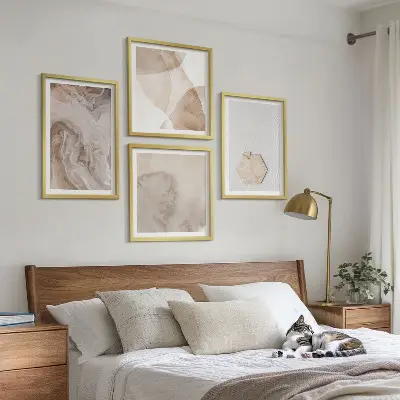 Zestaw 4 obrazów w ramie abstrakcyjna natura w stylu design