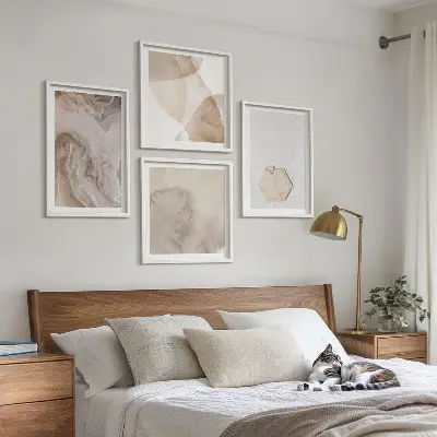 Zestaw 4 obrazów w ramie abstrakcyjna natura w stylu design