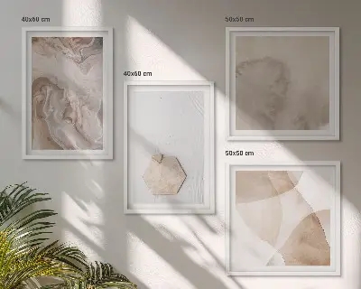 Zestaw 4 obrazów w ramie abstrakcyjna natura w stylu design