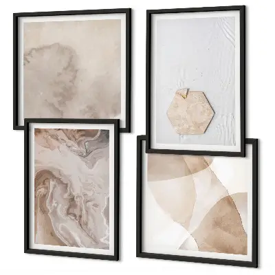 Zestaw 4 obrazów w ramie abstrakcyjna natura w stylu design