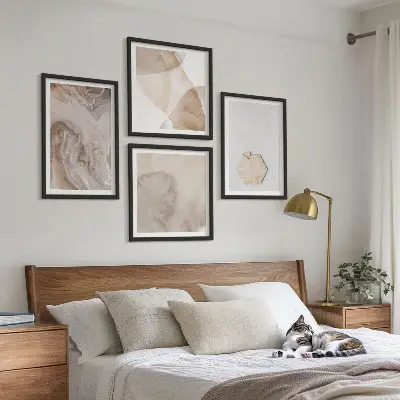 Zestaw 4 obrazów w ramie abstrakcyjna natura w stylu design