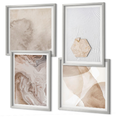 Zestaw 4 obrazów w ramie Design abstrakcja natura inspiracja