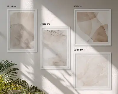 Zestaw 4 obrazów w ramie z motywem faktury akwarelowych w stylu boho