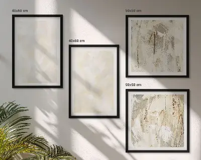 Poliptyk w ramie jasne tekstury farby w stylu design