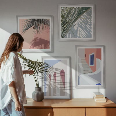 Zestaw 4 obrazów w ramie Ilustracje architektury miast
